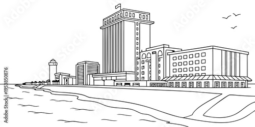 USA, US, U.S, United States - Biloxi skyline coastal casino minimal svg clean vector shapes
