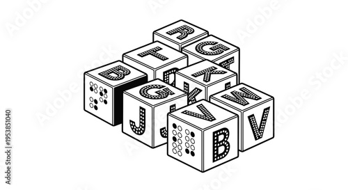 alphabet blocks, toy cubes with letters