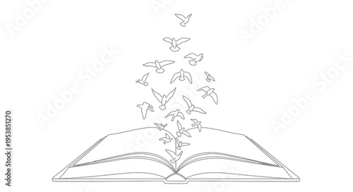 book with birds flying out