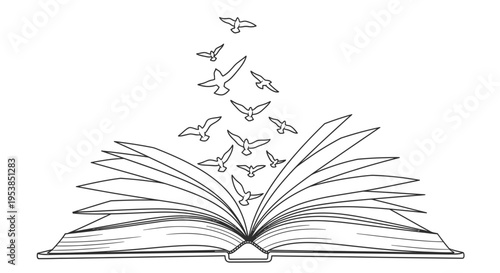 book with birds flying out