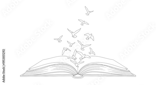 book with birds flying out