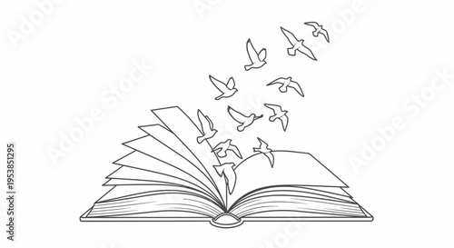 book with birds flying out
