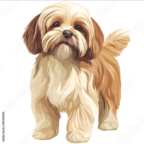 simple vector Lhasa apso clipart illustration white background vector art style simple design flat illustration no shadows
