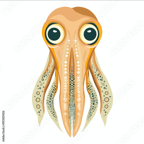 simple vector cuttlefish clipart illustration white background vector art style simple design flat illustration no shadows