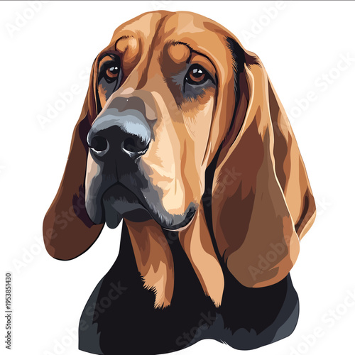 simple vector Bloodhound clipart illustration white background vector art style simple design flat illustration no shadows