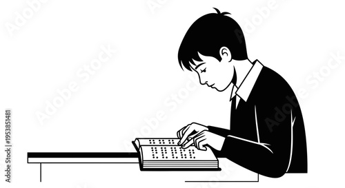 boy studying at desk