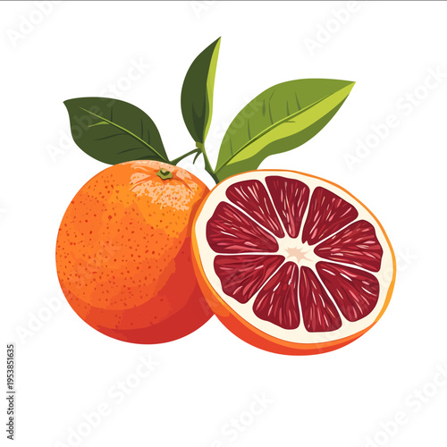 simple vector blood orange clipart illustration white background vector art style simple design flat illustration no shadows