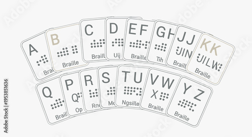 Braille alphabet cards, tactile letters