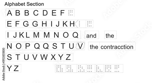 Braille alphabet, tactile letters