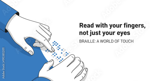 Braille reading fingers on tactile book page