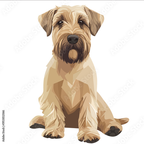 simple vector Soft Coated Wheaten Terrier clipart illustration white background vector art style simple design flat illustration no shadows.jpe