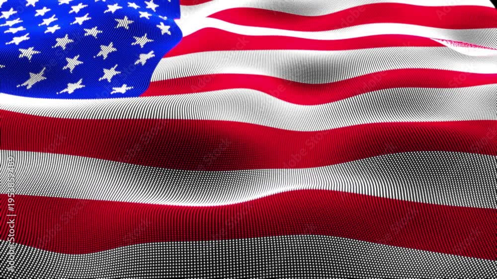 Realistic USA Flag Waving in the Wind with Soft Sunlight. United States ...