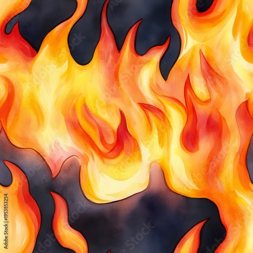 Fiery Watercolor Flames An Intense Abstract Painting