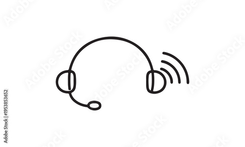 Voice Assistant One Line Icon – AI Microphone Symbol