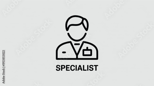 Specialist icon with a person and a badge on their shirt
