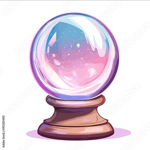 simple vector crystal ball clipart illustration white background vector art style simple design flat illustration no shadows