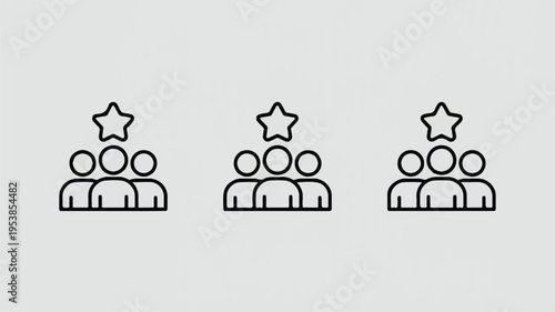 Three people icons with a star above them in a row