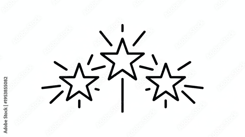 Fototapeta premium Three stars with lines and rays around them