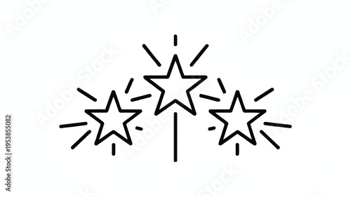 Three stars with lines and rays around them