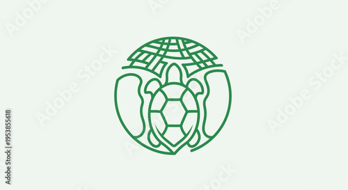 Φωτογραφία Green turtle swimming around the globe underwater