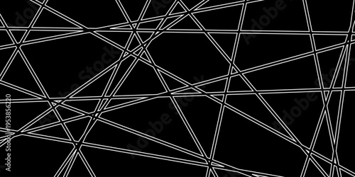 Straight chaotic random white intersecting line dark background