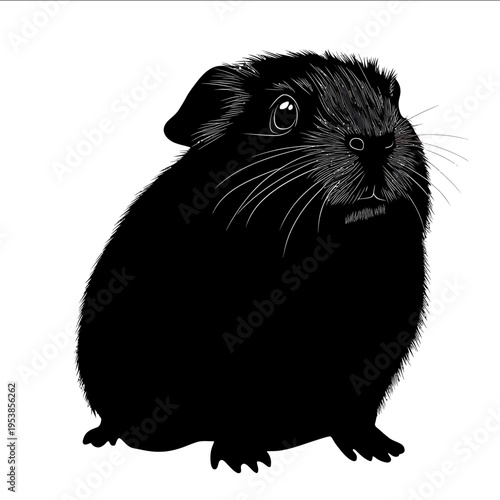 black silhouette guinea pig on a white backgrounk vector