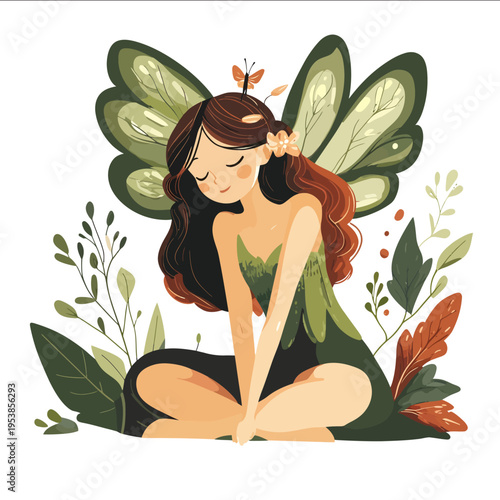 simple vector nymph clipart illustration white background vector art style simple design flat illustration no shadows