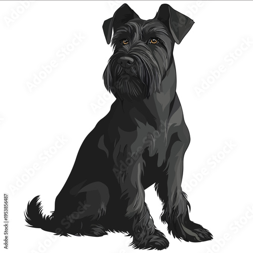 simple vector Giant Schnauzer clipart illustration white background vector art style simple design flat illustration no shadows