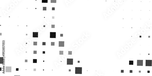 Abstract geometric background with squares. Grey pixels on white with empty space. Digital business backdrop. Vector illustration