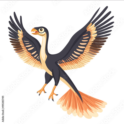 simple vector Archaeopteryx clipart illustration white background vector art style simple design flat illustration no shadows