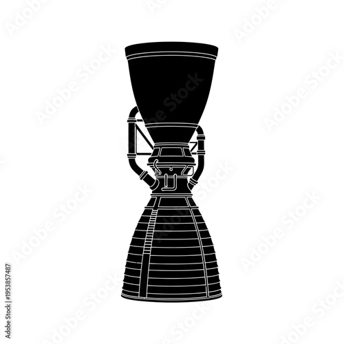 Detailed Silhouette of a Rocket Engine Nozzle.