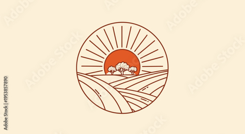 A serene sunrise scene over rolling hills with cows grazing peacefully in rural landscape