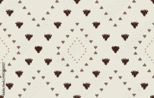 ethnic ikat seamless pattern. hand drawn craftsmanship embroidery bohemian, abstract square geographic art fabric ikat textile material design for curtain, carpet, wallpaper, clothing, Batik.