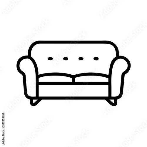 A black line drawing of a sofa
