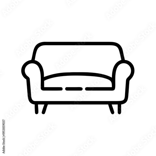 A black line drawing of a sofa