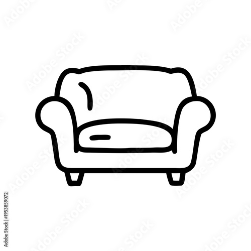 A black line drawing of a sofa
