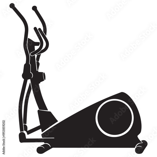 Black silhouette of a stationary exercise bike with handles