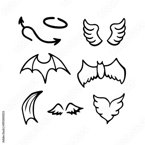 A collection of wing and wing-like illustrations