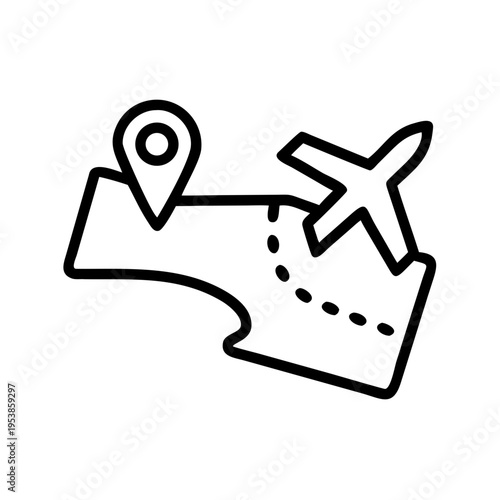 A map with a pin and an airplane