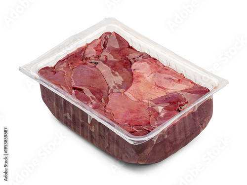 Raw chicken liver isolated on white background. Meat.	
