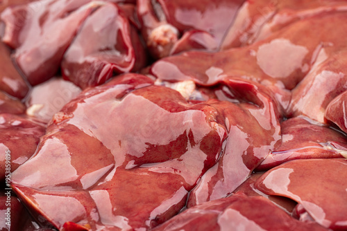 Raw chicken liver isolated on white background. Meat.	
