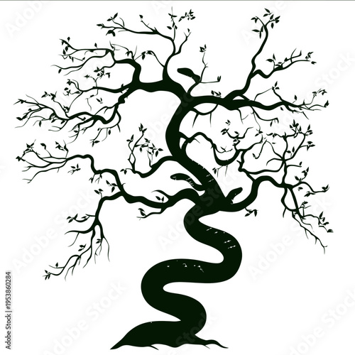 black silhouette emerald tree boa on a white backgrounk vector