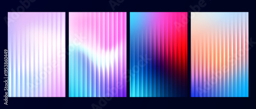 Collection of colorful abstract gradient backgrounds with fractal glass lines effect.