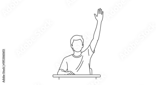 Man raising hand in a classroom.