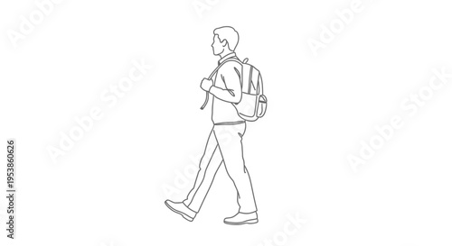 Man walking with backpack on.