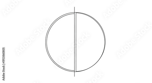 Abstract Circle Divided By Line, Geometric Shape, Minimalist Design Element