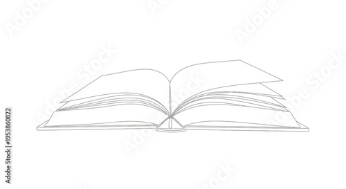 Open Book with Blank Pages Illustration.