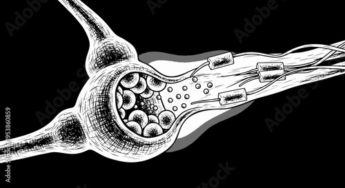 Neuron cell with dendrites and axon.