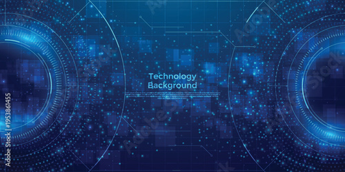 Abstract Futuristic Technology HUD Background with Digital Circles, Data Network and Sci-Fi Cyber Interface Design