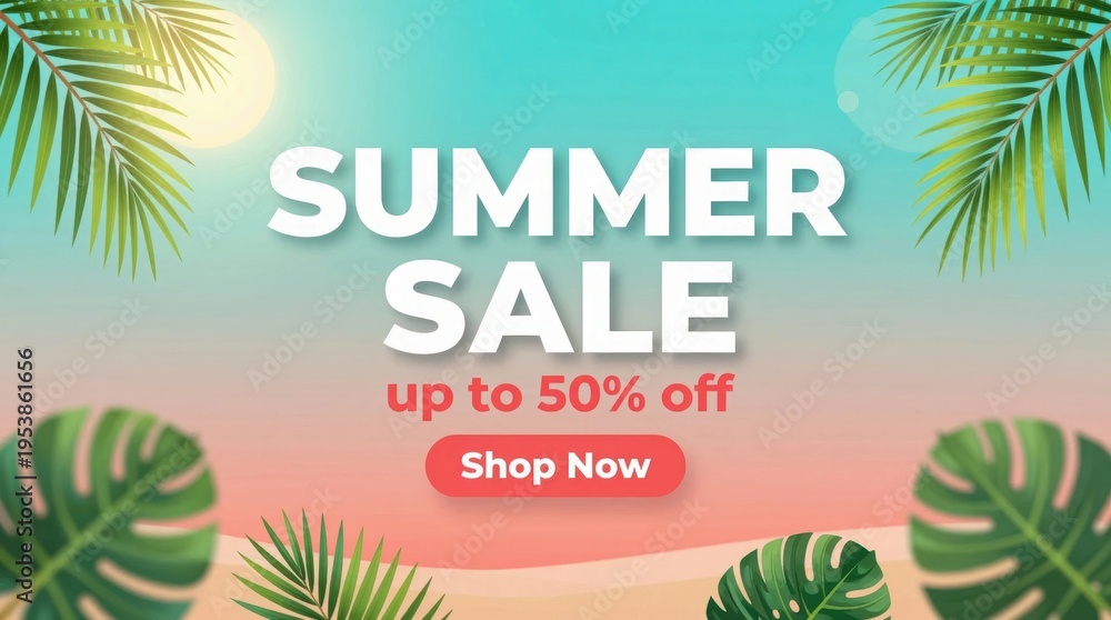 Obraz premium Summer sale event offers discounts and encourages shopping for various items online